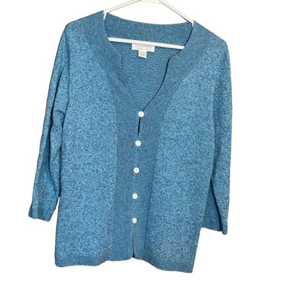 CJ Banks Sweaters - CJ Banks Women's Blue Button Down 3/4 Sleeves Sweater Shirt Size X